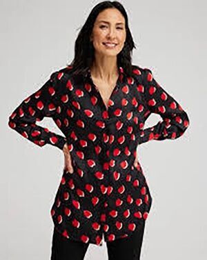 Chico's Heart Print Tunic Blouse Chico’s 2 (Large / US 12) NWT